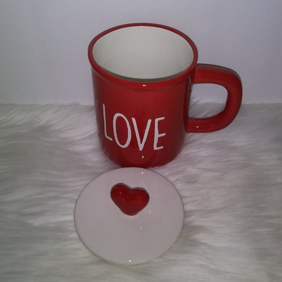 Red  White Ceramic Coffee Mug with Lid 25 OZ. - Picture 8 of 12